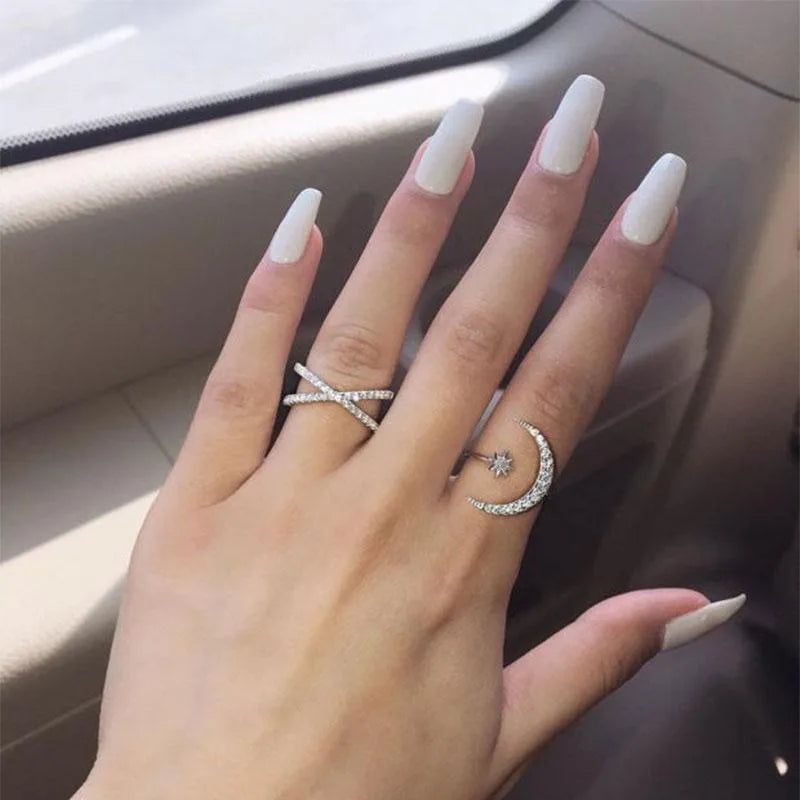 Star and Moon Zircon Ring DS4827