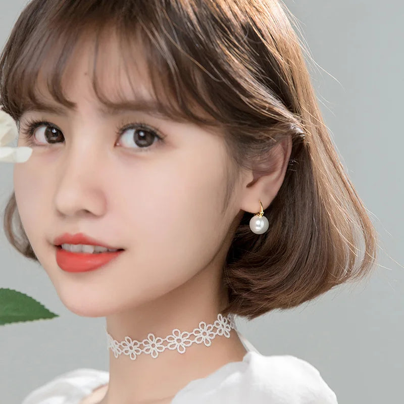 Temperament Synthetic Pearl Hoop Earrings DA776