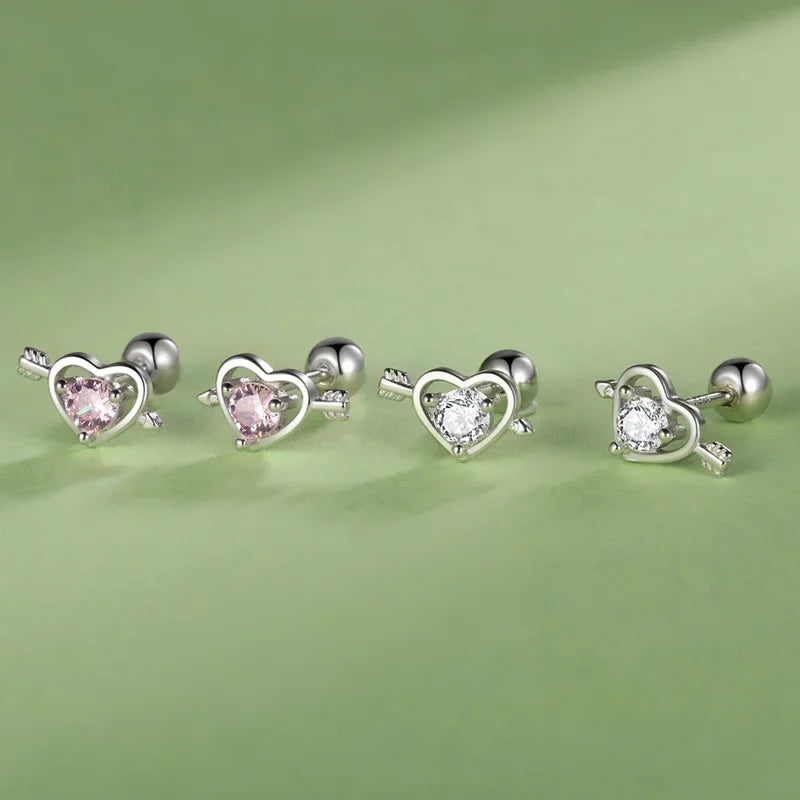 TrustDavis 100% 925 Sterling Silver Romantic Heart Stud Earrings Women's Fashion Jewelry 925  Wholesale Lots DF2031