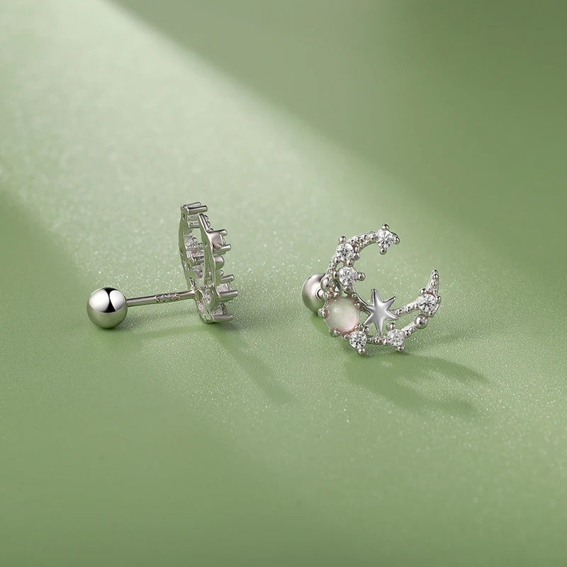 Moon Star CZ Screw Stud Earrings DS4596
