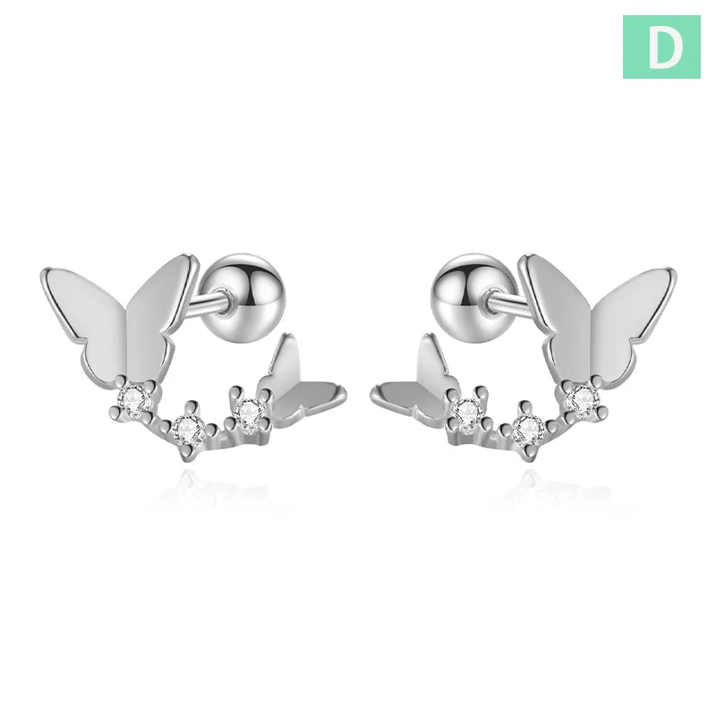 TrustDavis Girrls 925 Sterling Silver Sweet Butterfly CZ Stud Earrings for Women Girls Birthday Gift Jewelry DS4580