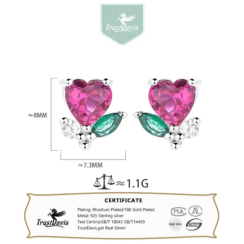 Trustdavis Real 925 Sterling Silver Fashion Flower Stud Earrings Plant Gift for Women Wedding Birthday Present Jewelry DS4025