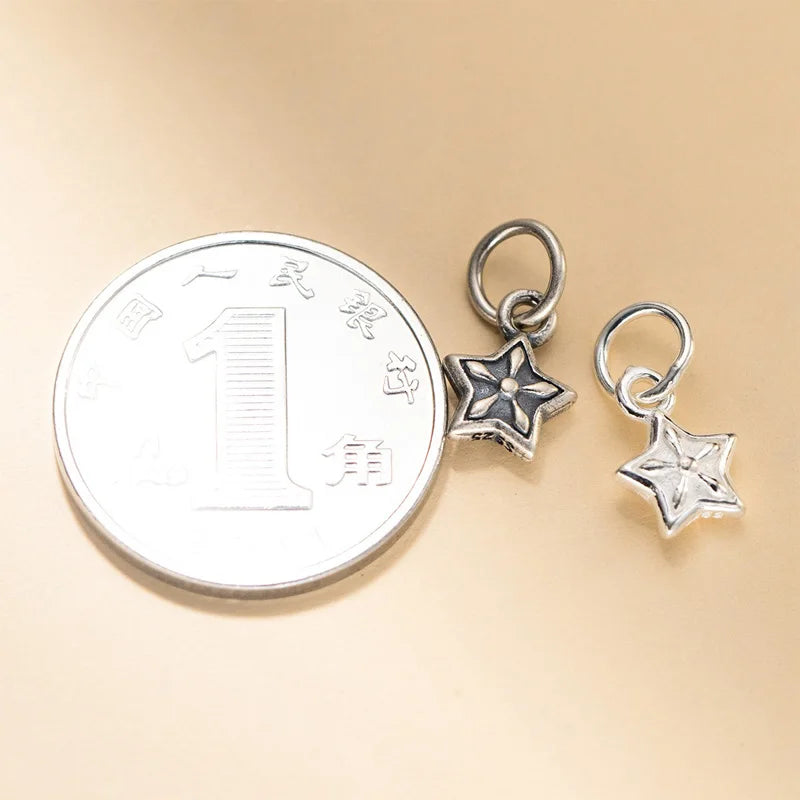 TrustDavis 925 Sterling Silver Fashion Classic Cute Vintage Star Pendant DIY Necklace Bracelet Accessories Fine Jewelry DZ1840