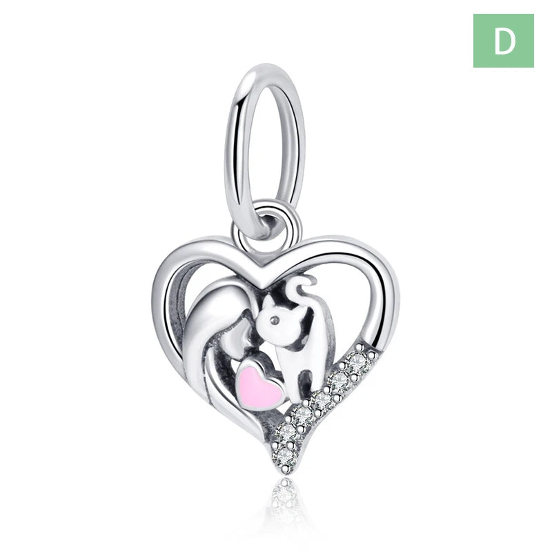TrustDavis 2024 Real 925 Sterling Silver Fashion Sweet  Animals Heart Plant Pendant Handmade DIY Accessories Fine Jewelry DS3980