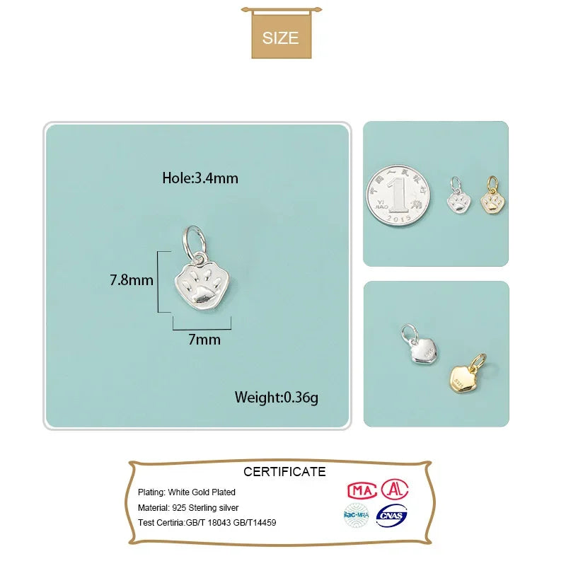 Glaze Dog Footprints Charm Pendant Handmade DIY Accessories HY453