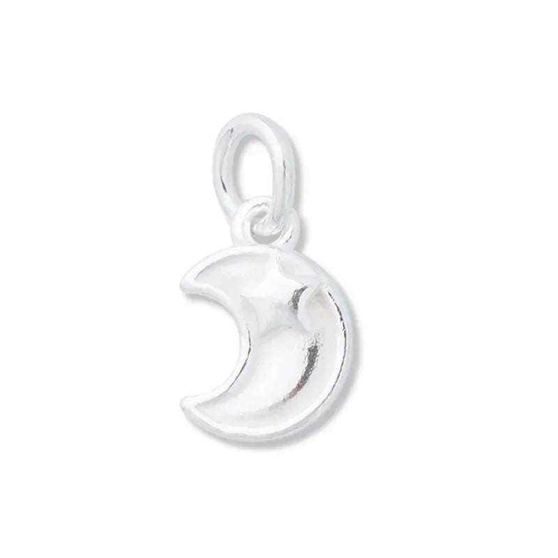 TrustDavis Real 925 Sterling Silver Fashion Cute Stars Moon Charm Pendant Handmade DIY Accessories Fine Jewelry Wholesale DZ1660