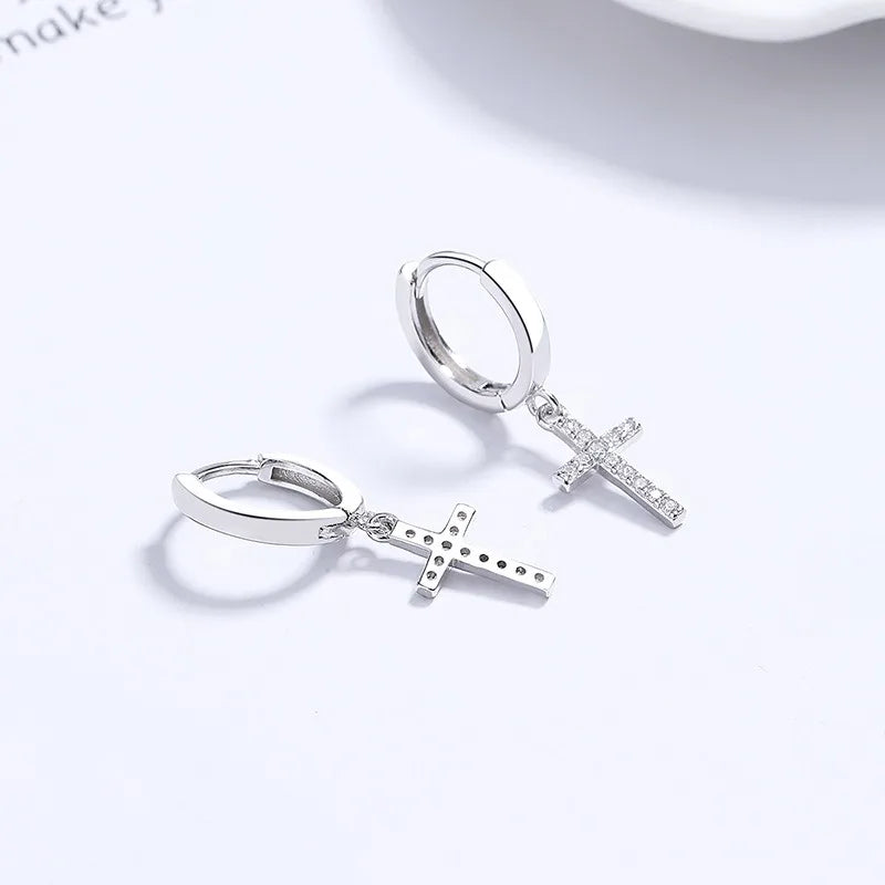Cross Zircon Hoop Earrings DS5022