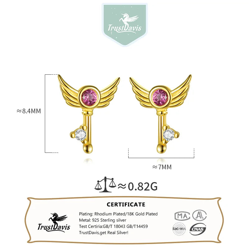 Sweet Wings Zircon Stud Earrings DS4224
