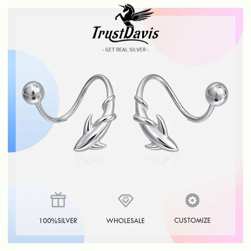 Silver Shark Screw Earrings DS5028
