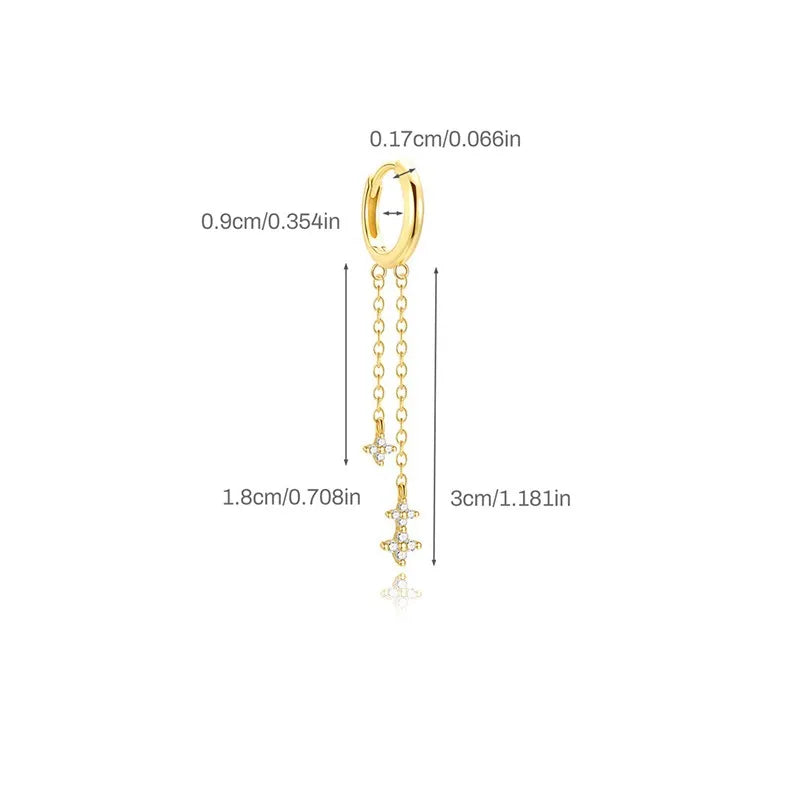 Star and Moon Diamond-Studded Tassel Earrings DS4833