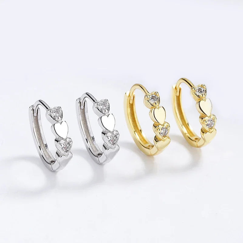 TrustDavis Real 925 Sterling Silver Romantic Heart  Hoop Earrings For Daughter Girls Birthday Gift Fine Jewelry DG0070