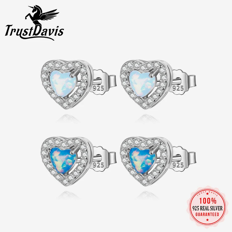 Trustdavis 100% 925 Sterling Silver Women's Jewelry Fashion romantic cute Stud Earrings Gift For School Girls Teens Lady DS4048