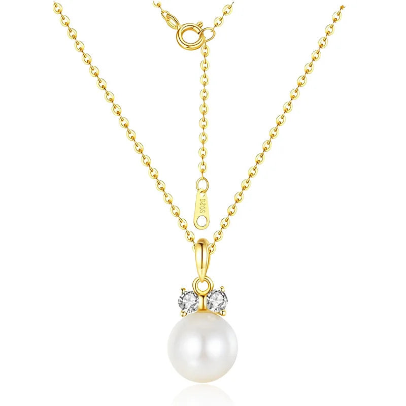 TrustDavis Real 925 Sterling Silver Fashion Simple Black and White Pearl Necklace for Women Girls Gift Fine Jewelry DS4737