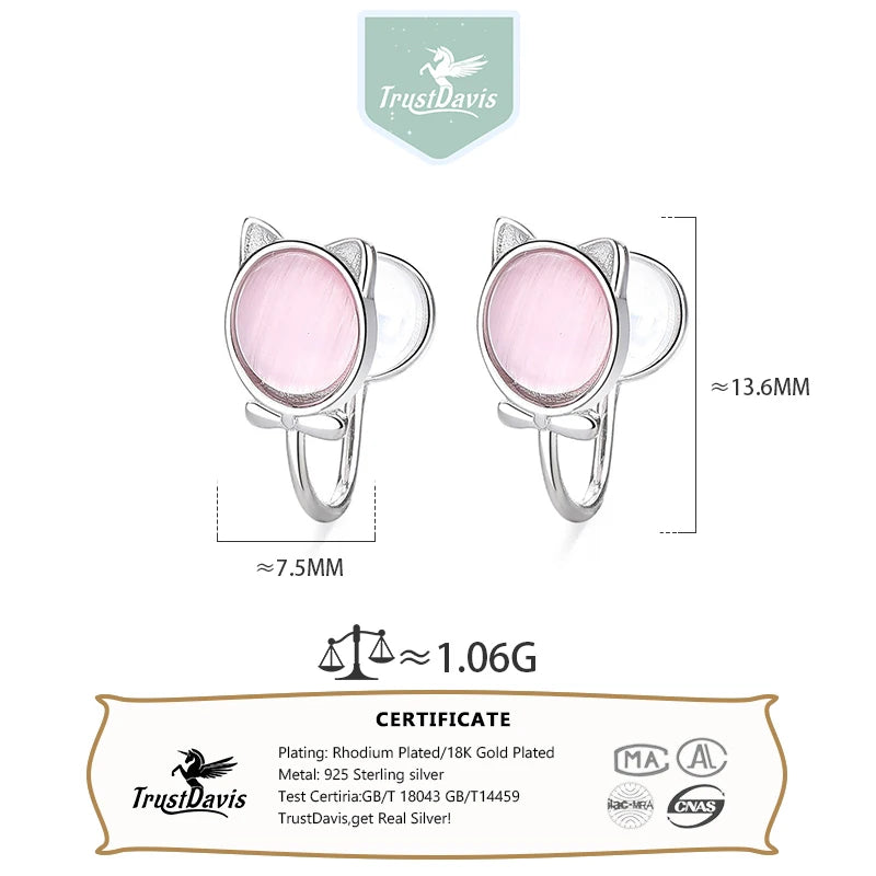 Cat and Fish Cymophane Clips Earrings DS4834