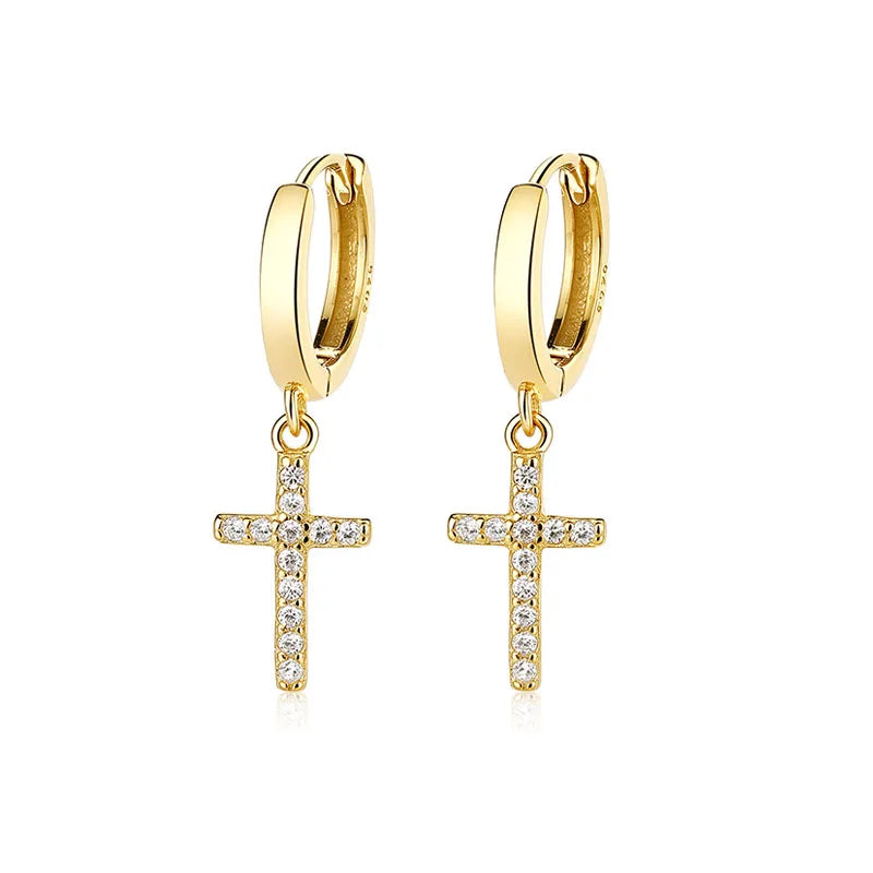 Cross Zircon Hoop Earrings DS5022
