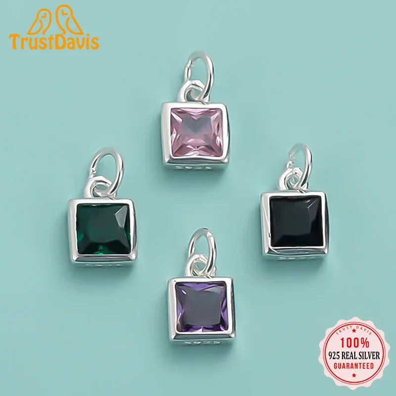 Square Zircon Pendant DIY Accessories Jewelry DZ1033