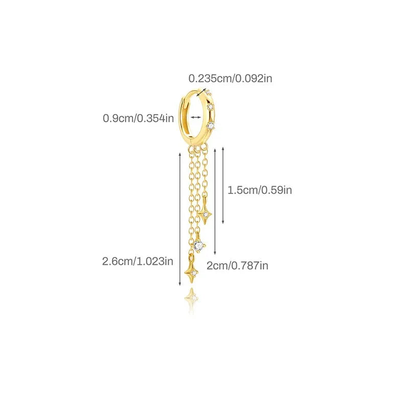 Star and Moon Diamond-Studded Tassel Earrings DS4833