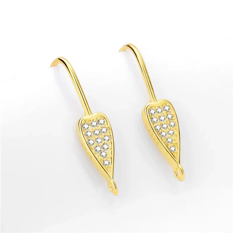TrustDavis Real 925 Sterling Silver Fashion Dazzling CZ Opening Handmade Ear Hook Earring DIY Accessories Fine Jewelry HY365