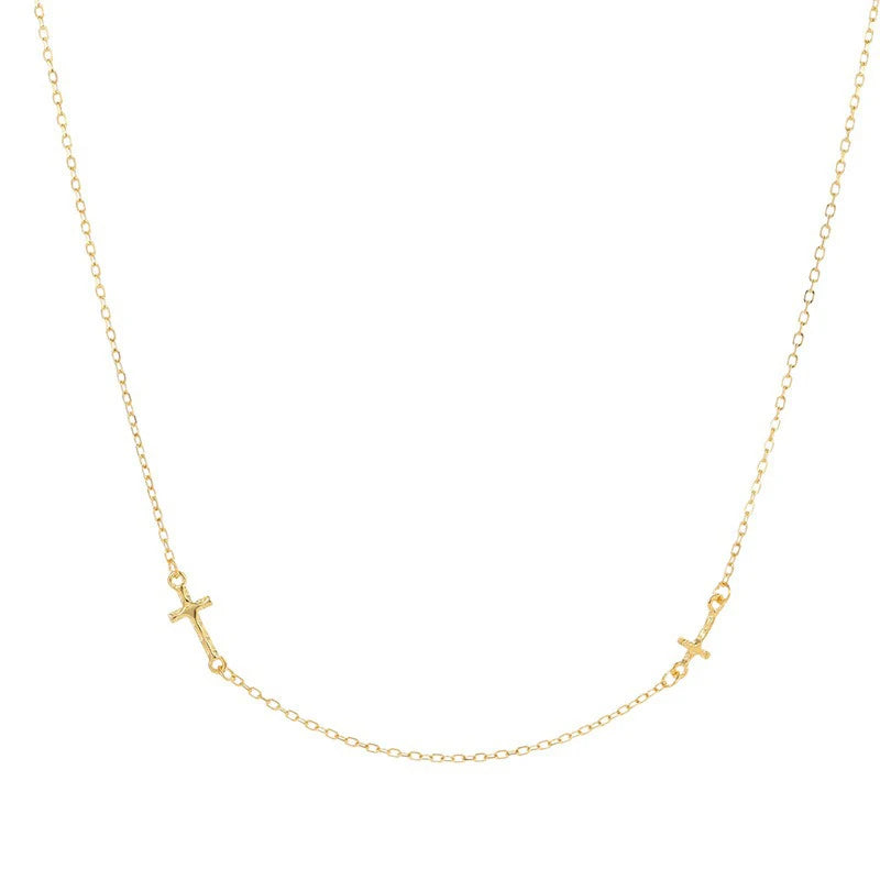 TrustDavis Real 925 Sterling Silver Fashion Cross-shaped collarbone layered necklace for Women Girls Gift Fine Jewelry DS4689