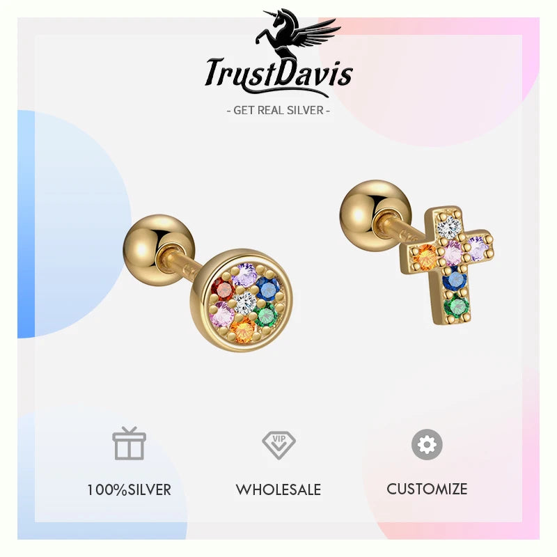 Zirconia Cross Screw Earrings DS4710