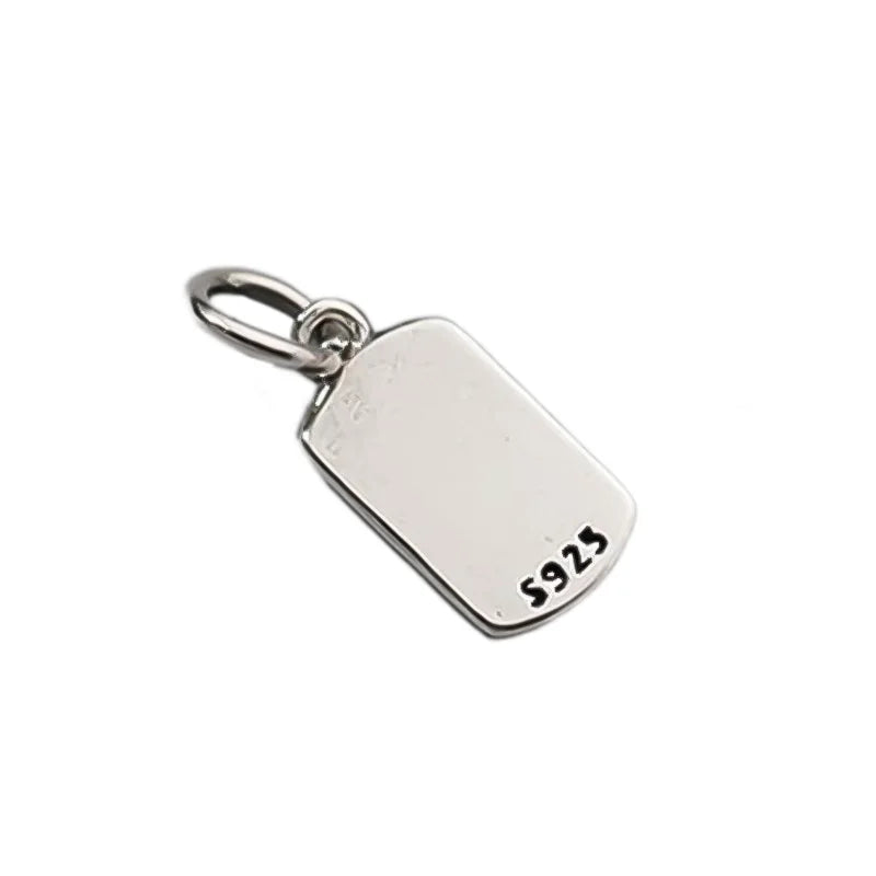 TrustDavis Real 925 Sterling Silver Vintage Simplicity Rectangular Pendant Handmade DIY Necklace Accessories Fine Jewelry DZ1798