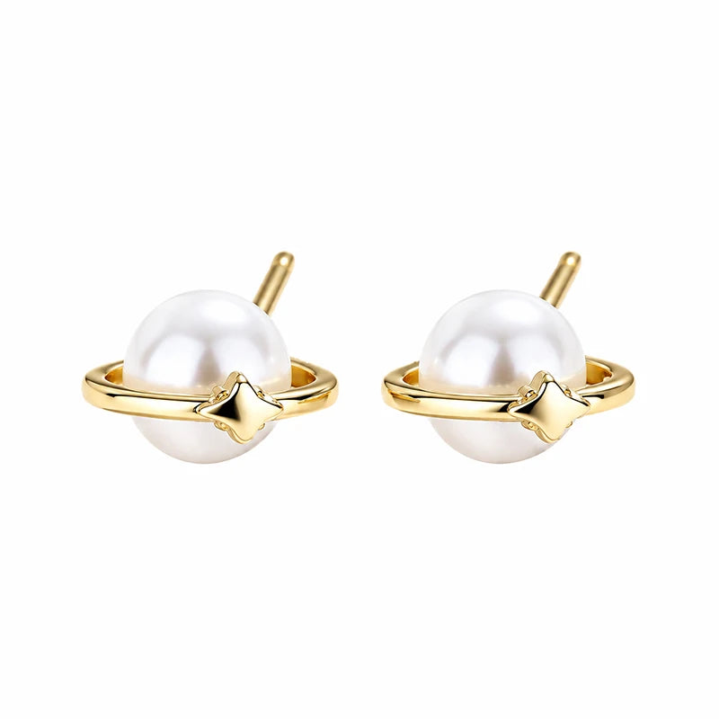 Pearl Earrings Dainty Planet Pearl Stud Earrings DS4997