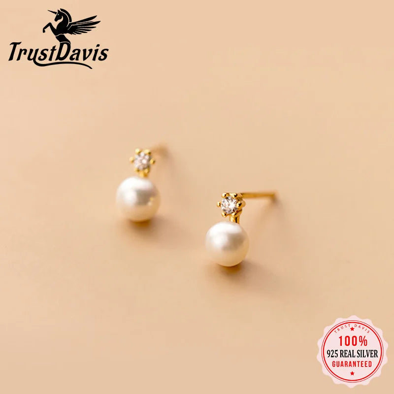 Fashion Pearl CZ Stud Earrings DA2125