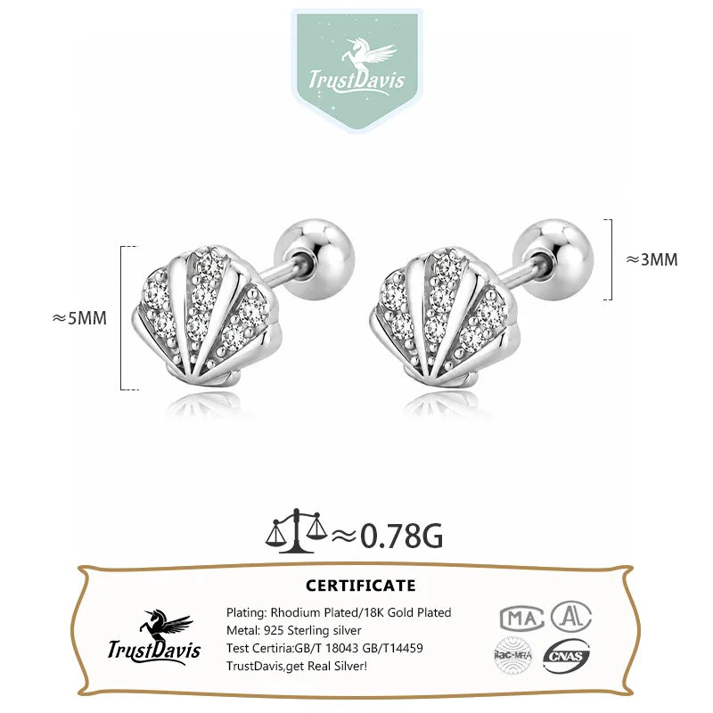 Ocean Shell Zircon Stud Earrings DS4917
