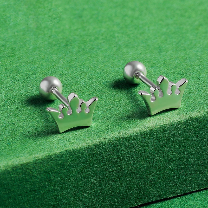 Fine Princess Crown Stud Earrings Gift DS4567