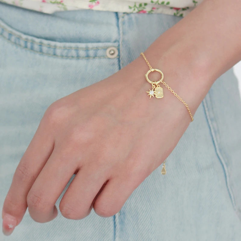 TrustDavis Real 925 Sterling Silver Fashion Cute Heart Star Charm Pendant Handmade DIY Accessories Fine Jewelry Wholesale DZ1813