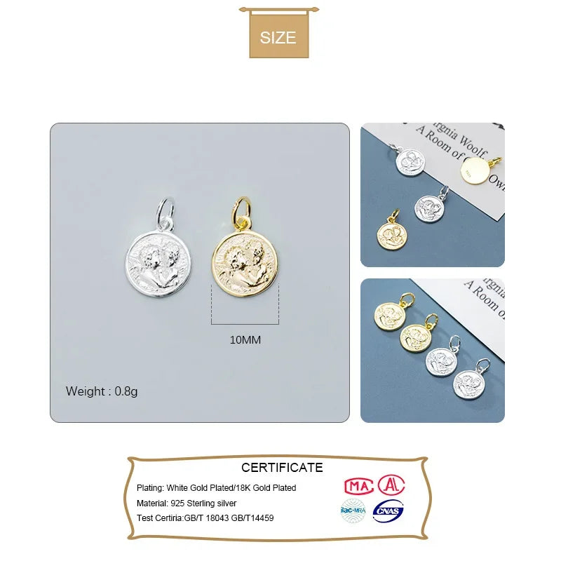Round Portrait Coin Charm Pendant DIY Accessories Jewelry DZ111