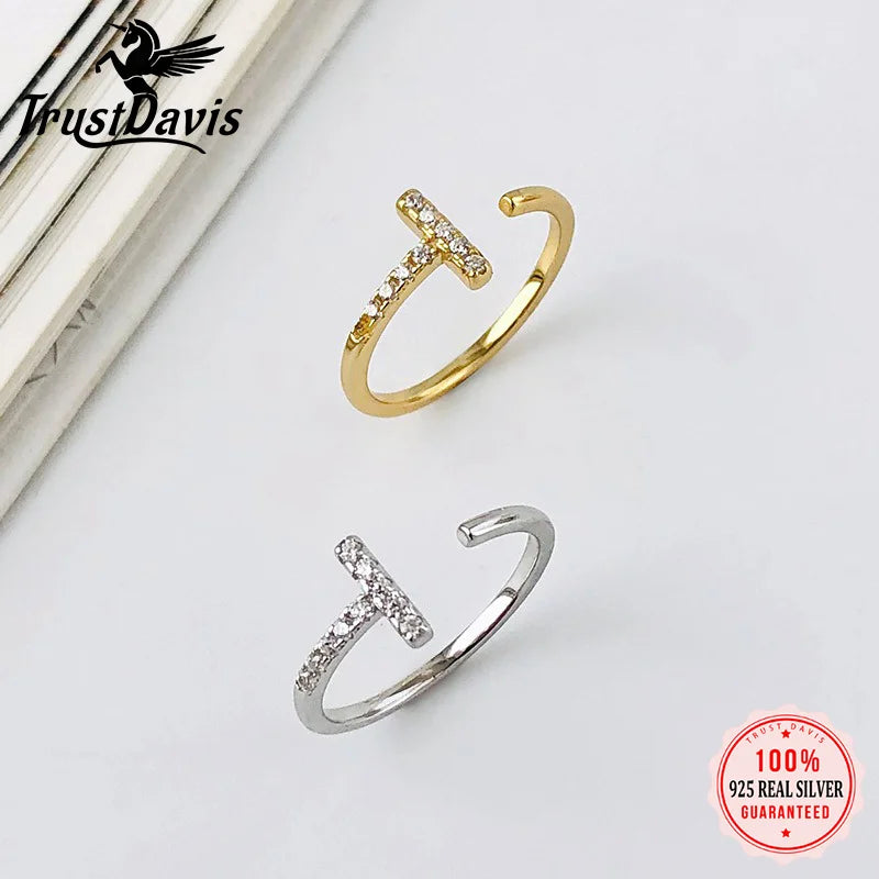 Geometric Lines Zircon Open Ring DS4797