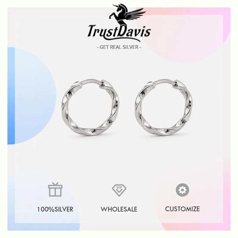 Silver Twisted Braided Hoop Earrings DS4966