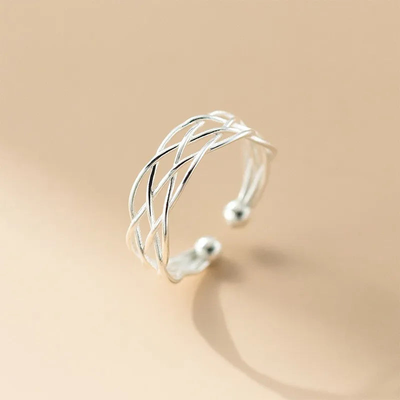 Woven Cross-layered Open Ring DS4842