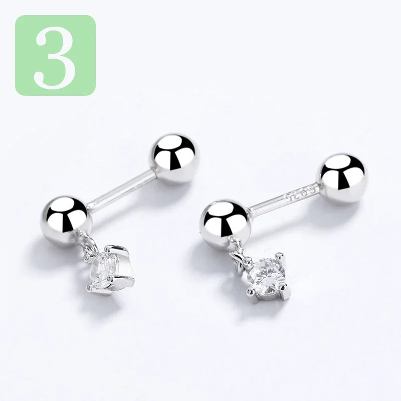 Heart Square CZ Screw Stud Earrings DA2265