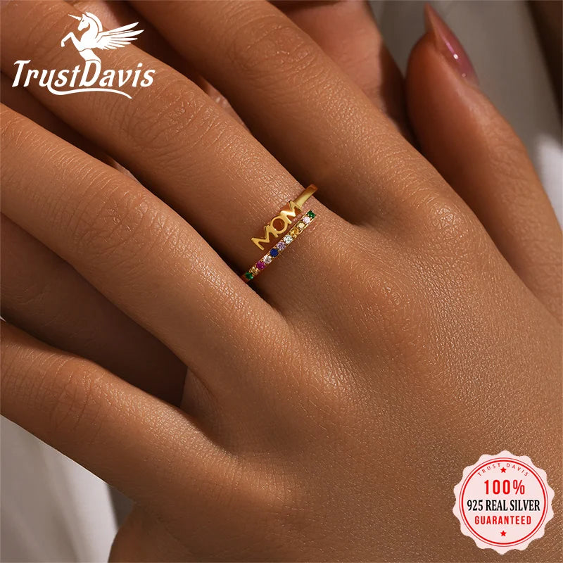 Letter Mom Colored Zircon Ring DS4830