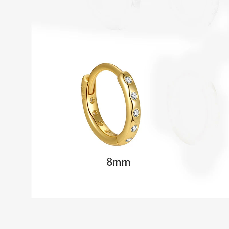 TrustDavis Real 925 Sterling Silver Women's Fashion Simple Zirconia Hoop Earrings for Women Girls Gift Fine Jewelry DS4711