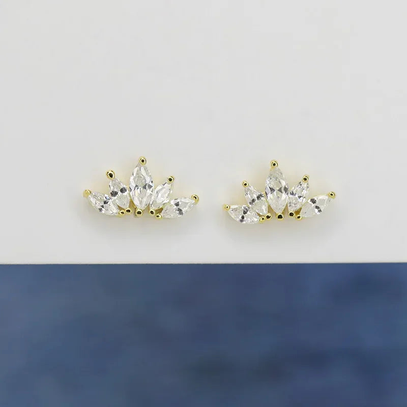Shiny Zircon Wings Stud Earrings L077