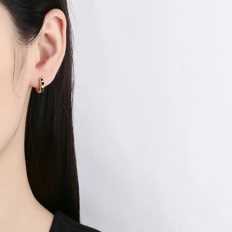 TrustDavis Real 925 Sterling Silver Fashion Sweet Heart Geometric Hoop Earrings for Women Wedding Party Fine Jewelry DS3959