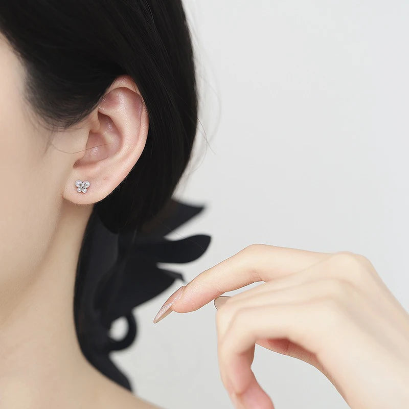 Pearl Stud Earrings Minimalist Double Butterfly Earrings DS4995