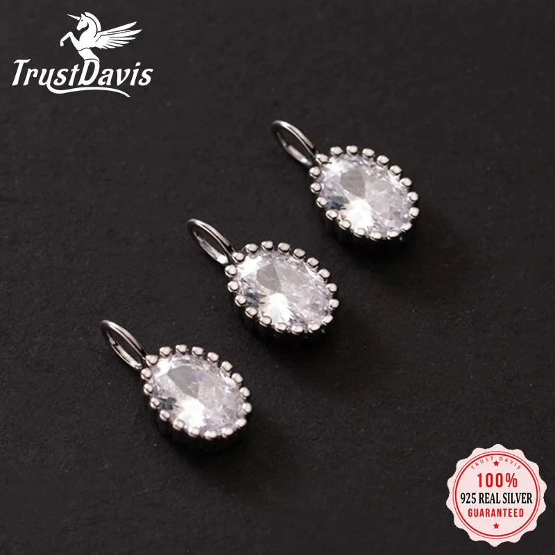 TrustDavis Real 925 Sterling Silver Fashion Water Droplet Charm Pendant Handmade DIY Accessories Fine Jewelry Wholesale HY042