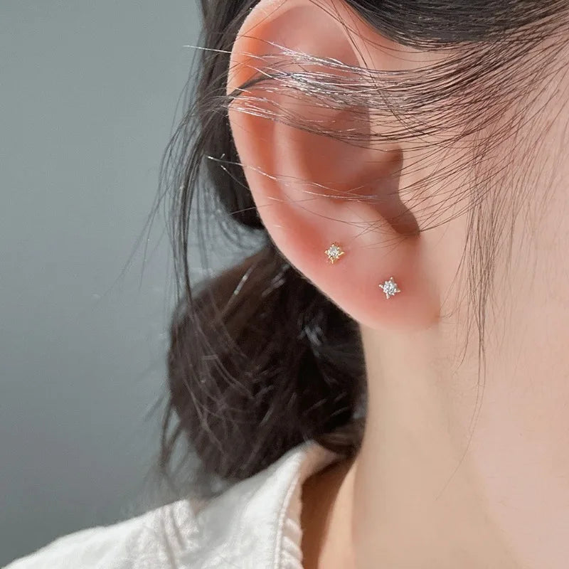 Fashion Eight-pointed Star Zircon Stud Earrings for Women DS4967
