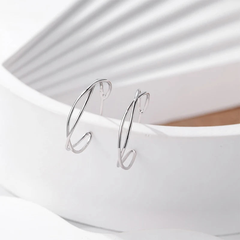 Plain Hoop Cross Earrings DS4248