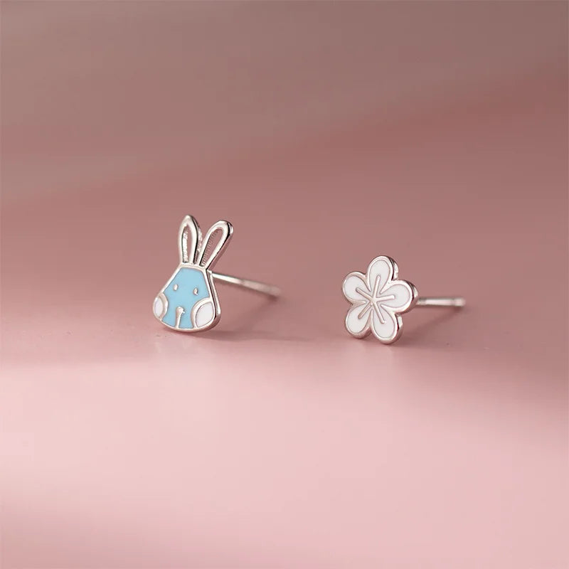 Rabbit and Flower Stud Earrings DS4805