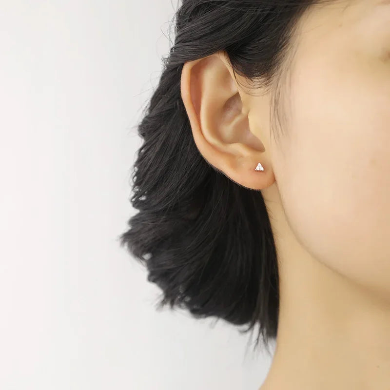 Trusta 925 Sterling Silver Classic Clear Cubic Zircon Triangle Square Stud Earrings For Women Sterling Silver Jewelry DA419