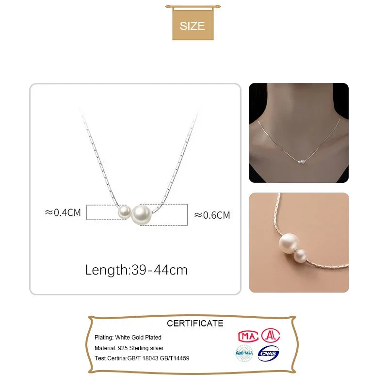 Trustdavis Real 925 Sterling Silver Fashion Synthesis Pearl Charm Clavicle Necklace For Women Wedding Party Fine Jewelry DA2244