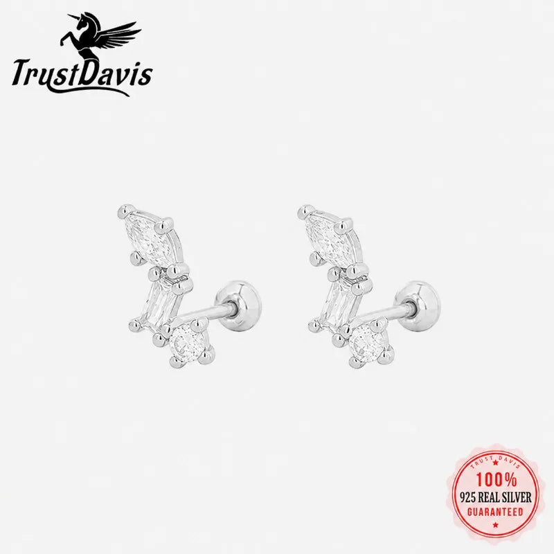 Irregular Zircon Stud Earrings for Women Daily Wear Jewelry Gift DS4991