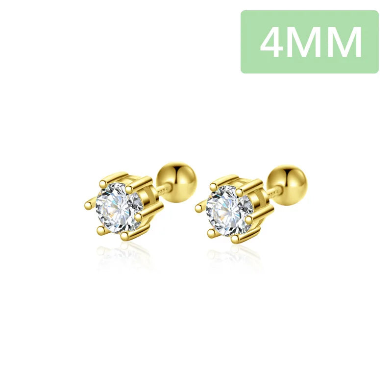 Six Claw Zircon CZ Screw Stud Earrings  DS3472