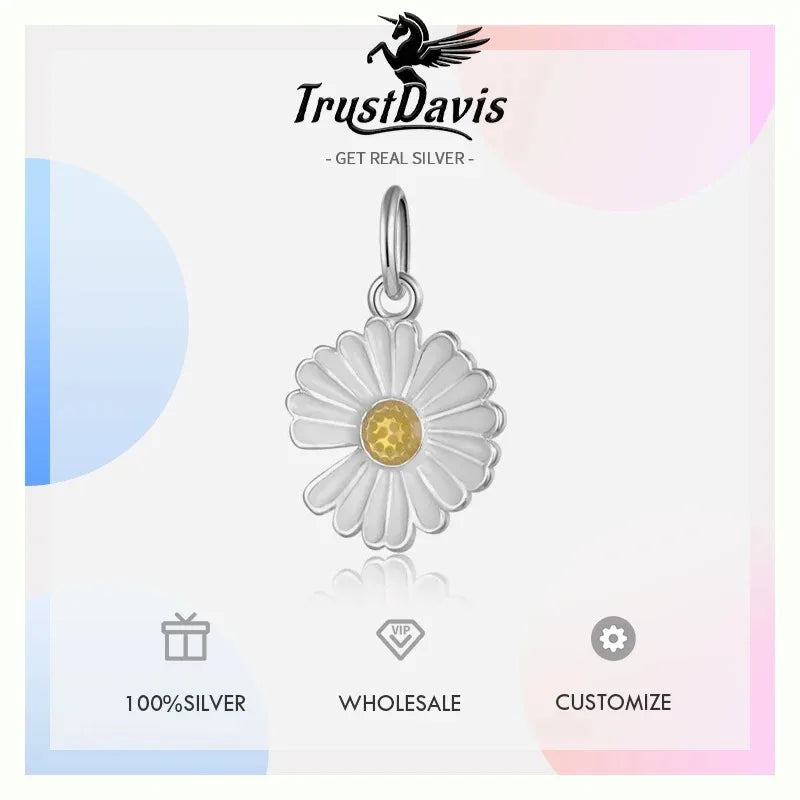 Fashion White Glaze Daisy Flower Charm Pendant HY342