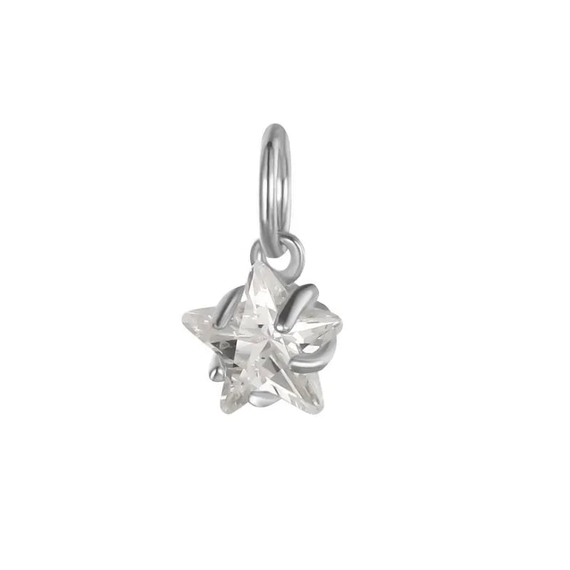 TrustDavis Real 925 Sterling Silver Fashion Mini Star CZ Charm Pendant Handmade DIY Accessories Fine Jewelry Wholesale HY036